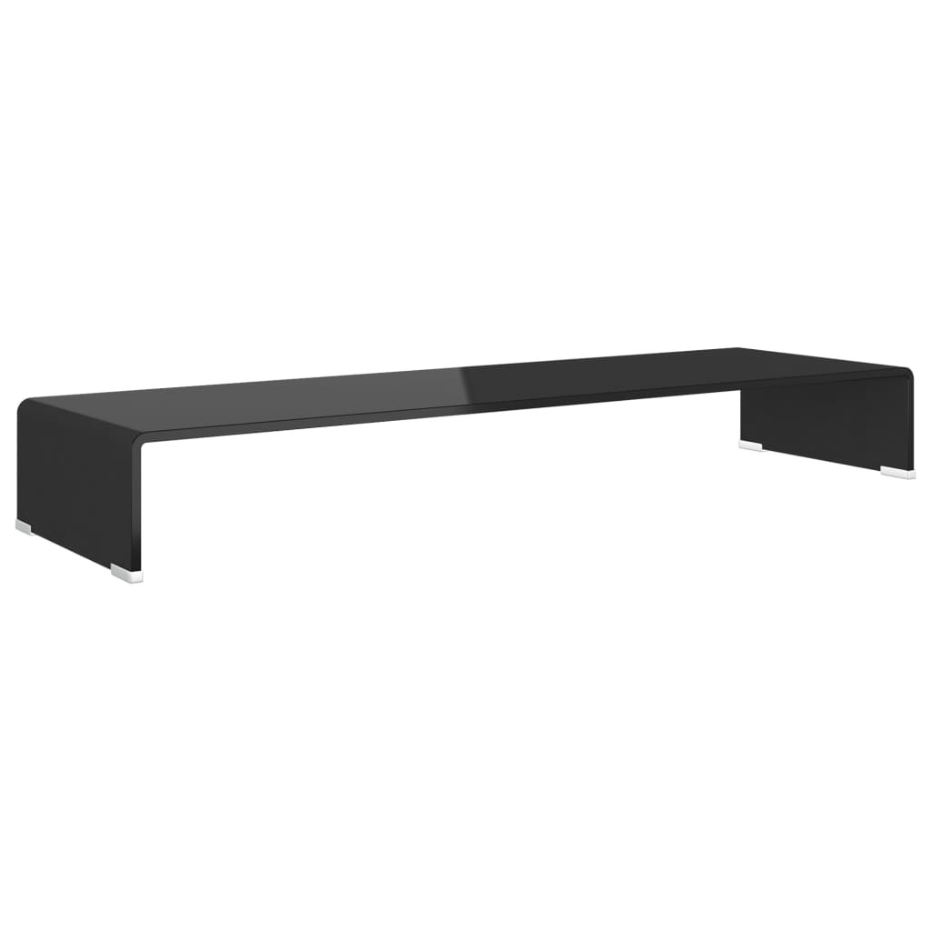 Fekete üveg TV/monitor állvány 100x30x13 cm