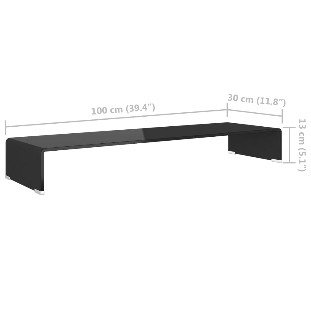 Fekete üveg TV/monitor állvány 100x30x13 cm