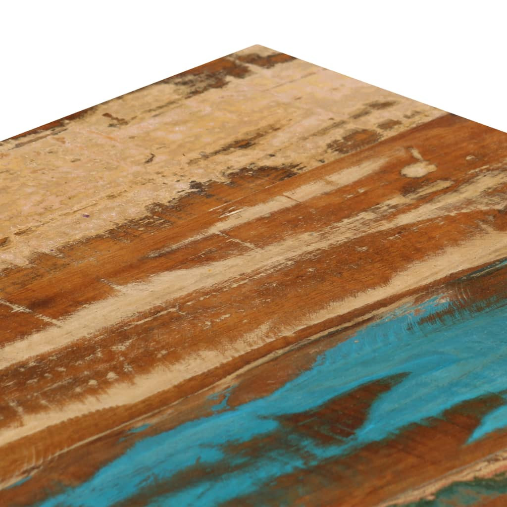 Tömör újrahasznosított fa és acél dohányzóasztal 100x50x35 cm