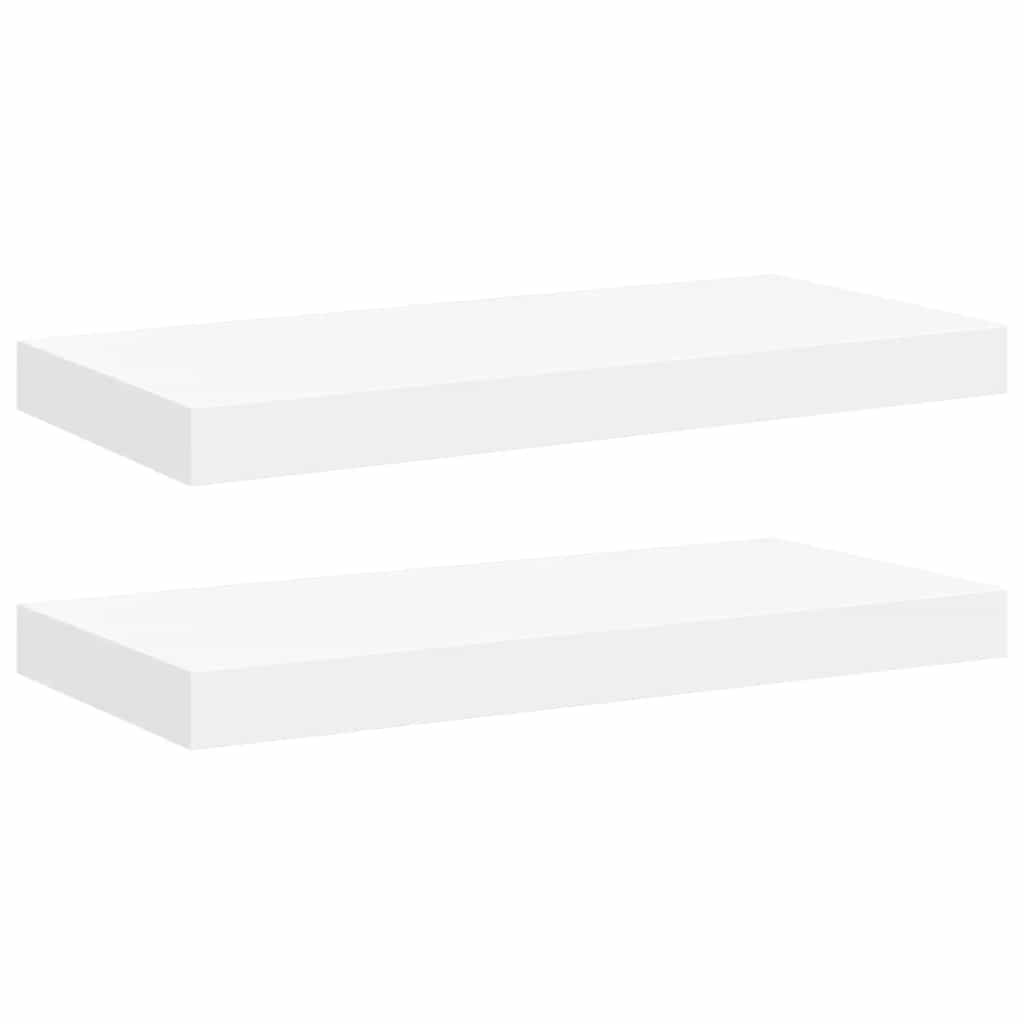 2 db fehér MDF lebegő fali polc 50 x 23 x 3,8 cm