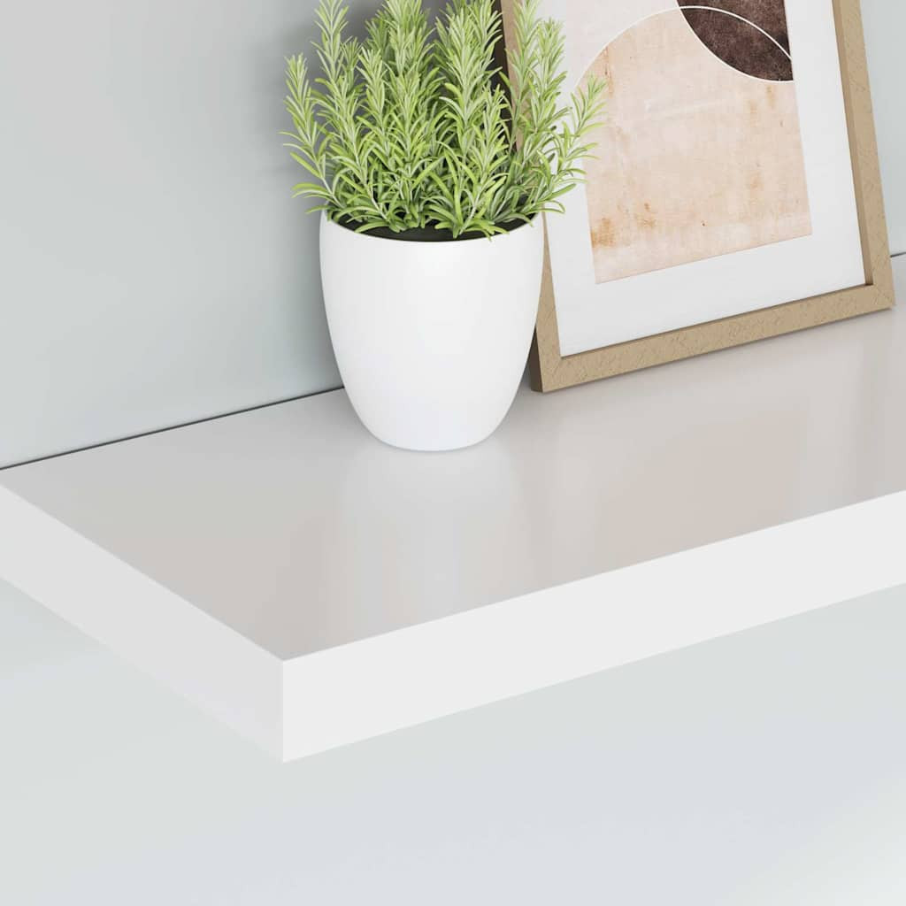 2 db fehér MDF lebegő fali polc 50 x 23 x 3,8 cm