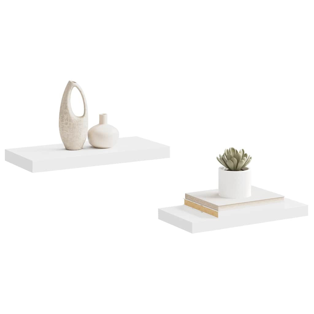 2 db fehér MDF lebegő fali polc 50 x 23 x 3,8 cm