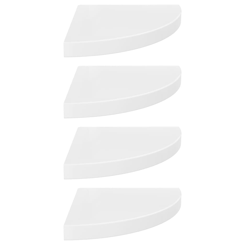 323909 Floating Corner Shelves 4 pcs High Gloss White 35x35x3,8 cm MDF