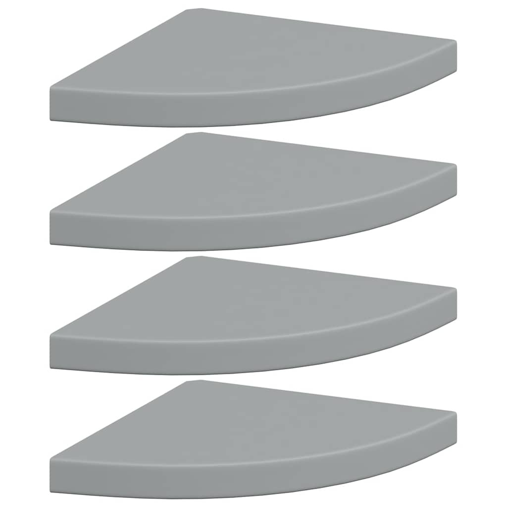 4 db szürke MDF lebegő sarokpolc 35 x 35 x 3,8 cm