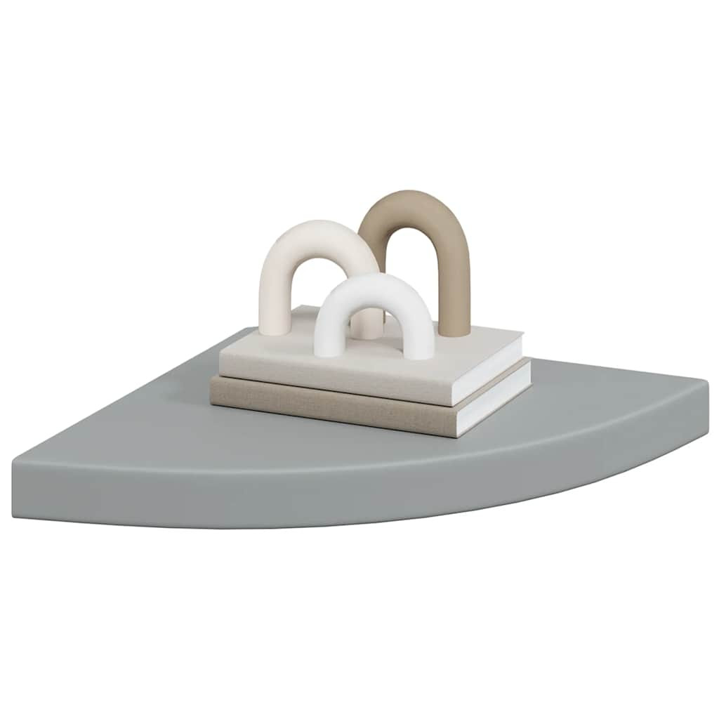 4 db szürke MDF lebegő sarokpolc 35 x 35 x 3,8 cm