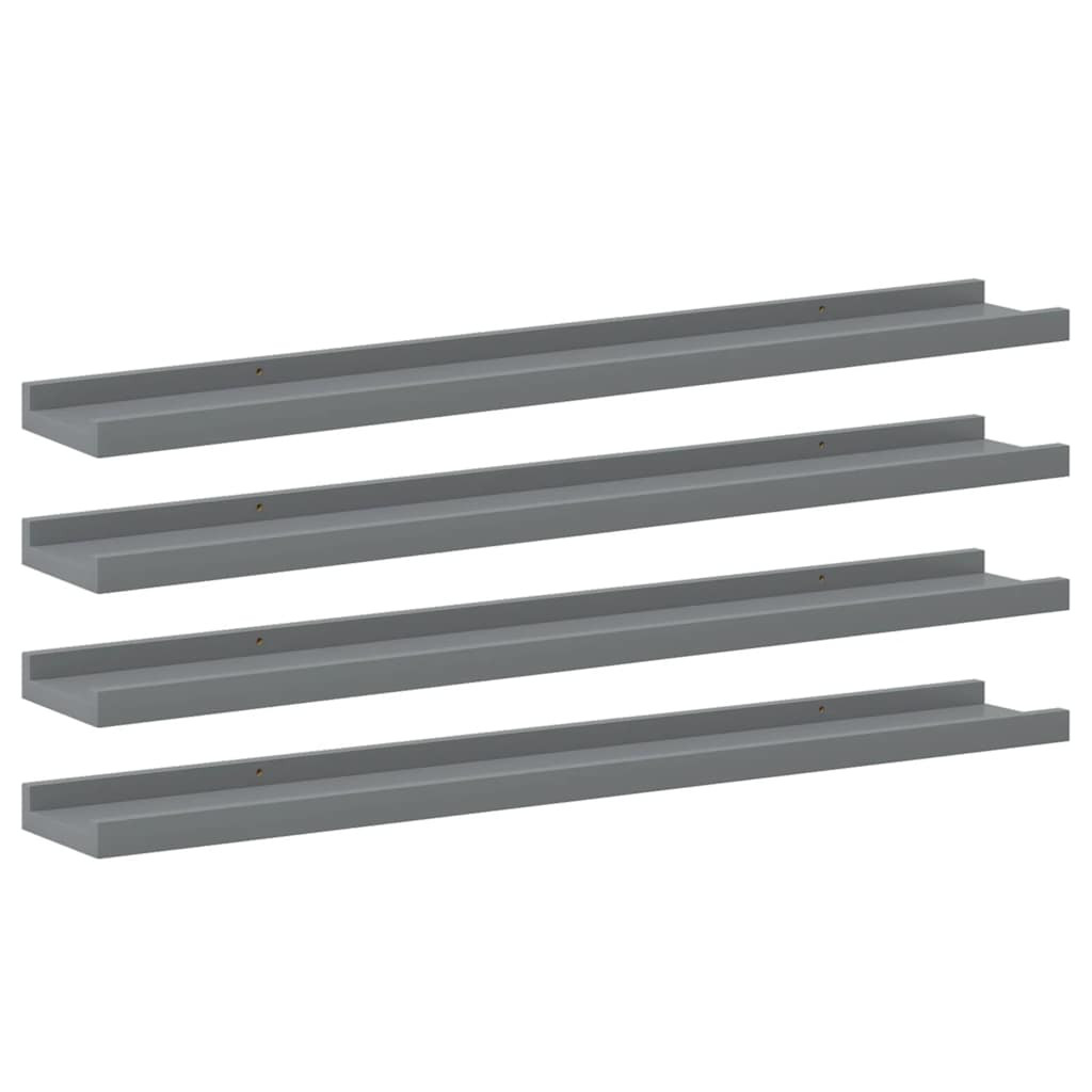 4 db szürke fali polc 80 x 9 x 3 cm