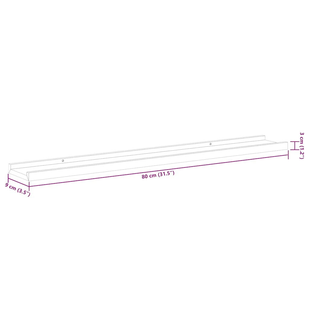 4 db szürke fali polc 80 x 9 x 3 cm