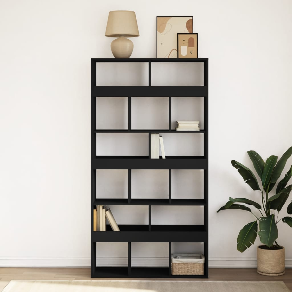 Fekete szerelt fa könyvespolc 100 x 33 x 187,5 cm
