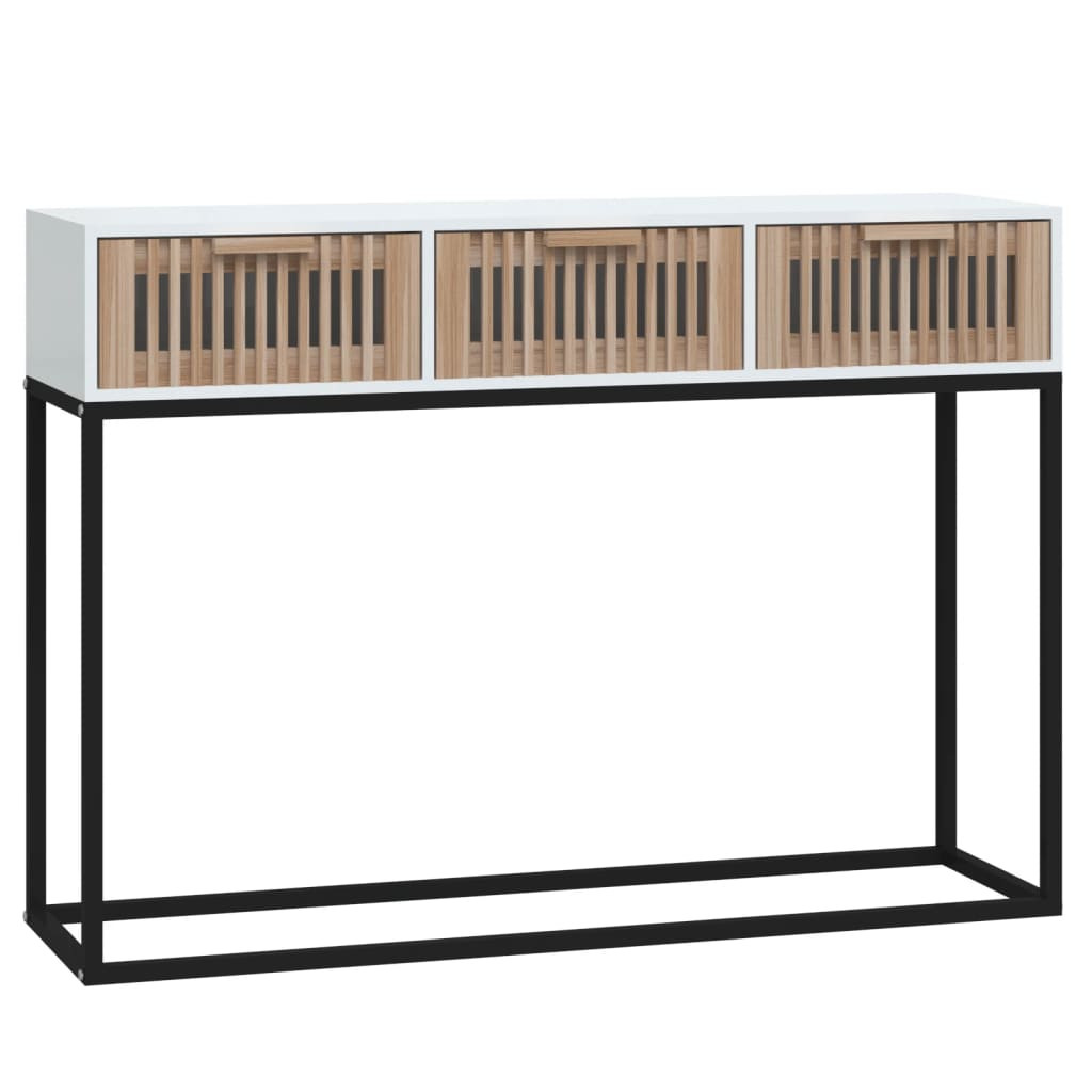 Fehér szerelt fa és vas tálalóasztal 105x30x75 cm