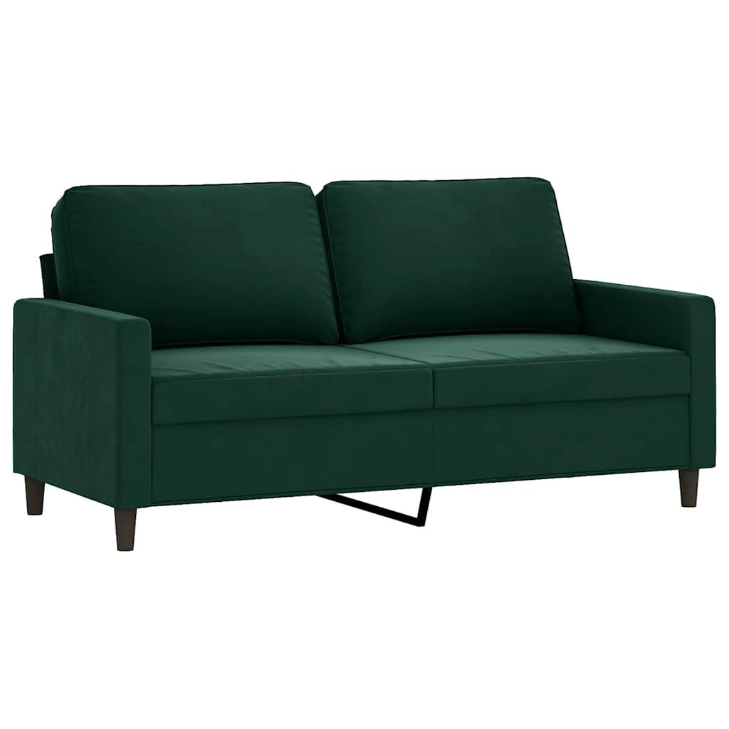 Kétszemélyes sötétzöld bársony kanapé 140 cm