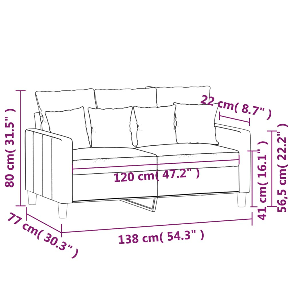 Kétszemélyes barna bársony kanapé 120 cm