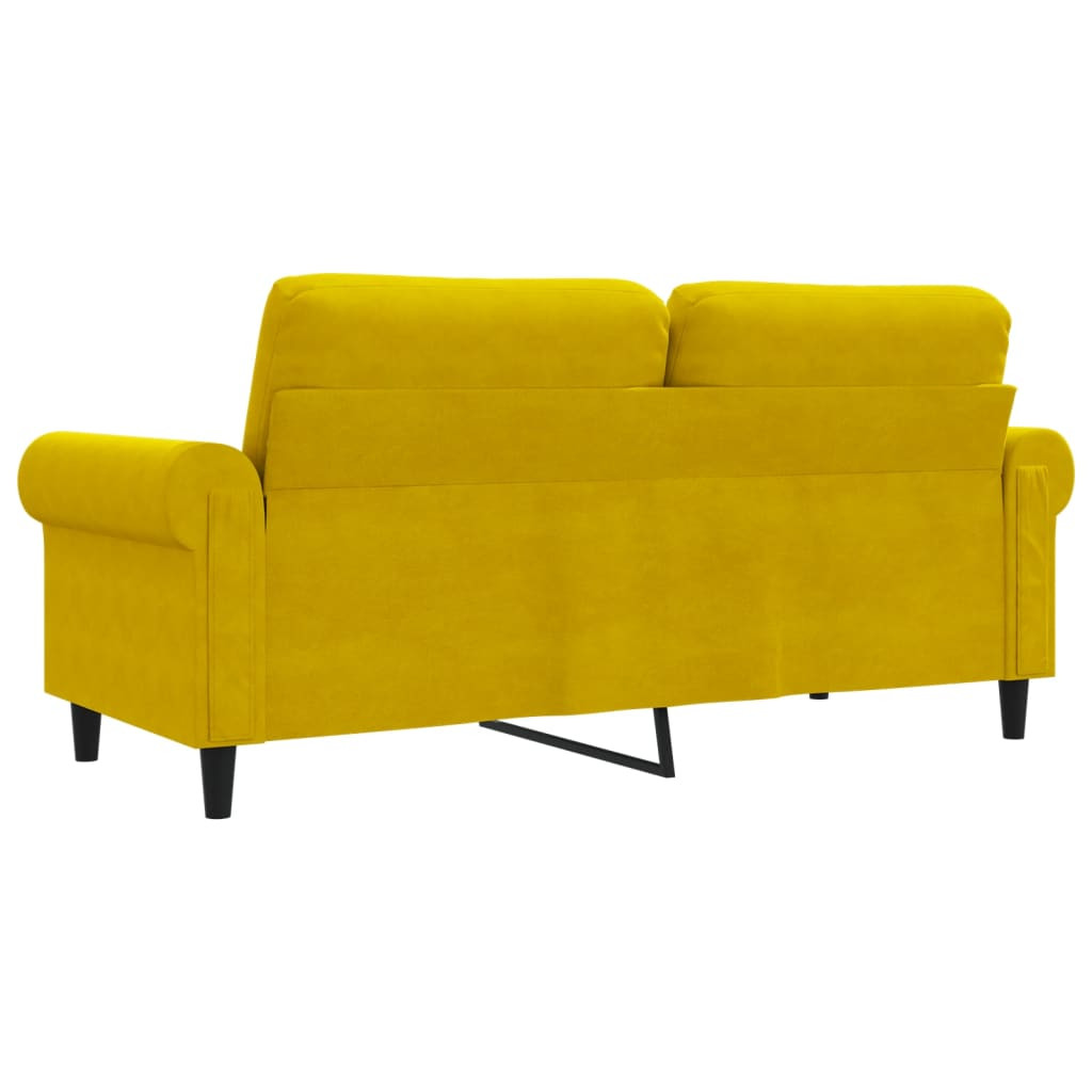 Kétszemélyes sárga bársony kanapé 140 cm