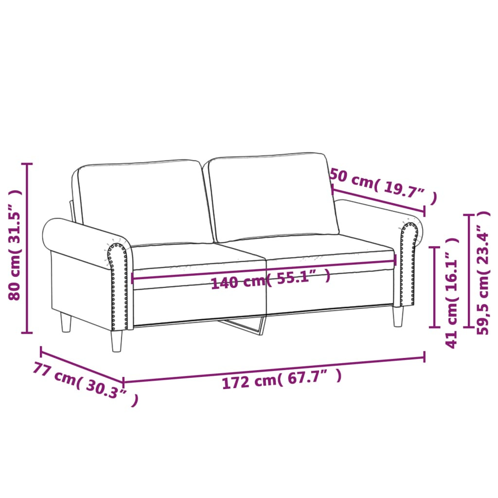 Kétszemélyes sárga bársony kanapé 140 cm
