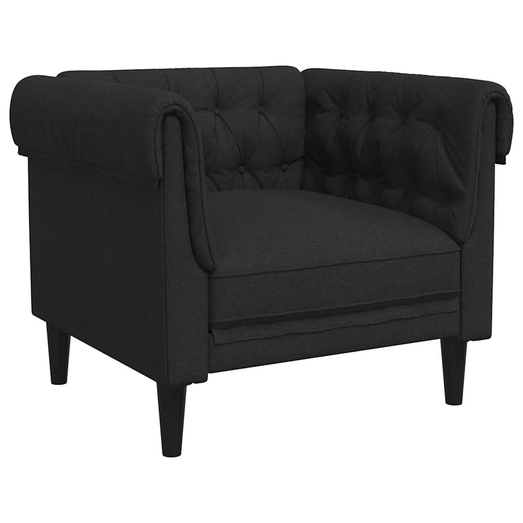 Fekete szövet Chesterfield kanapé