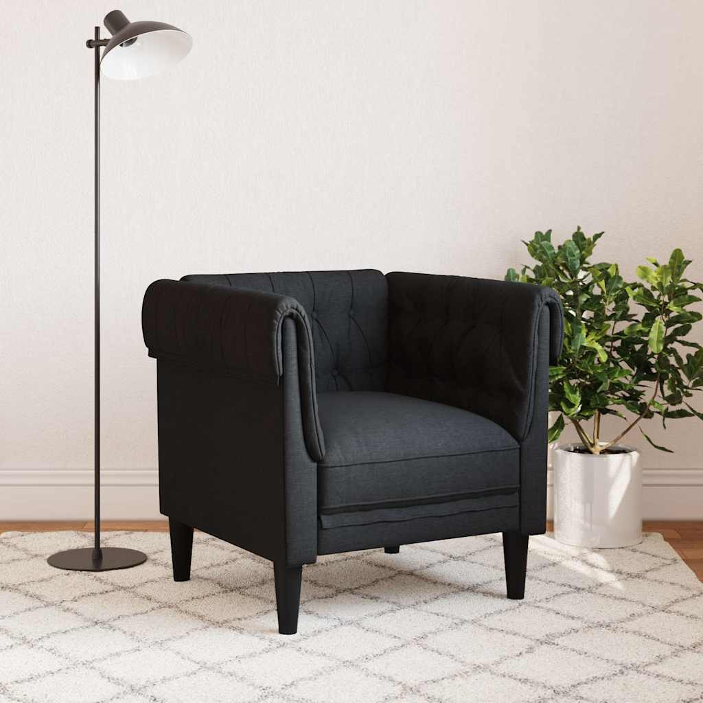 Fekete szövet Chesterfield kanapé