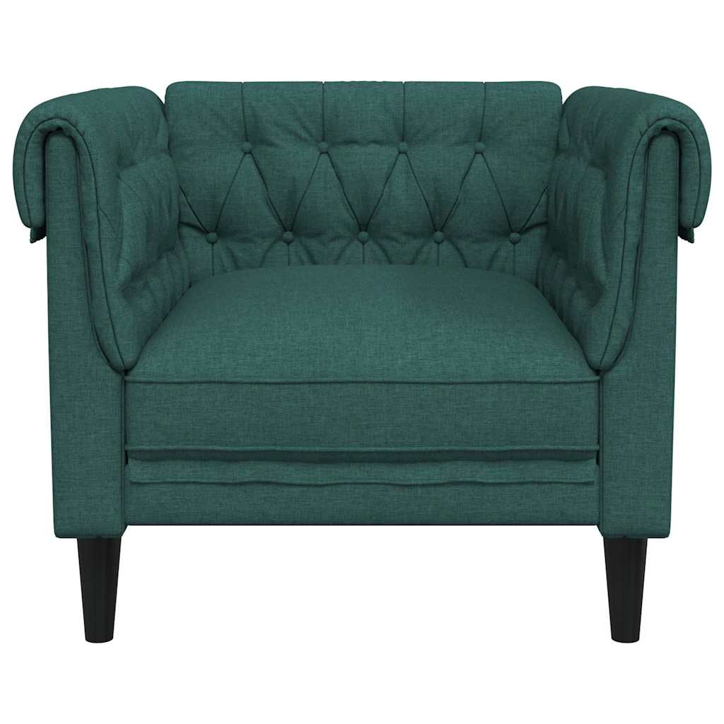 Sötétzöld szövet Chesterfield kanapé