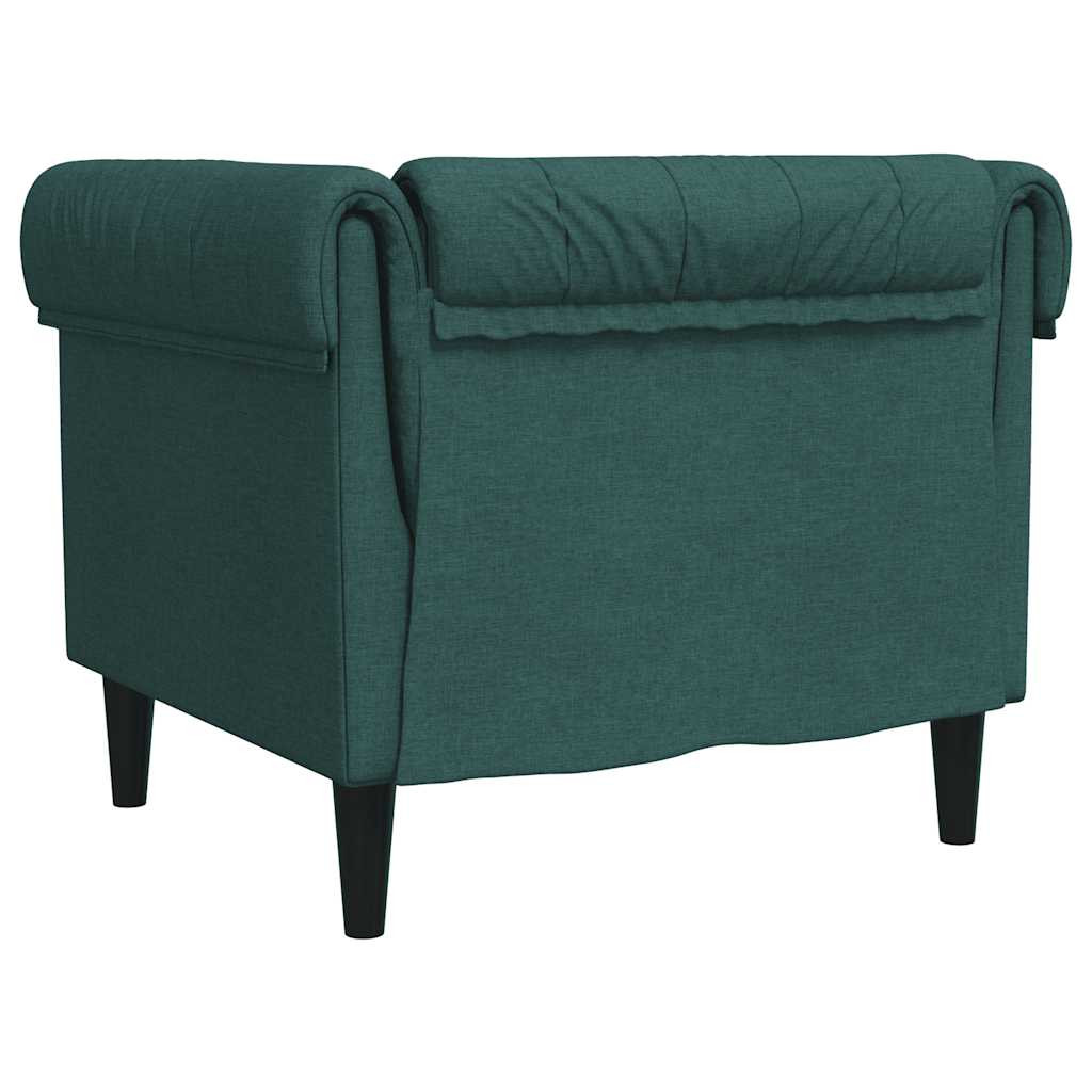 Sötétzöld szövet Chesterfield kanapé