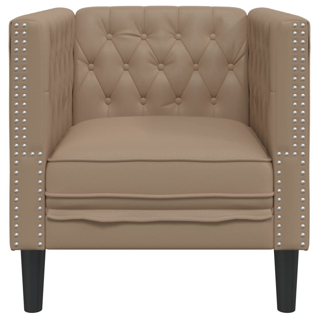 Kávészínű műbőr Chesterfield kanapéfotel