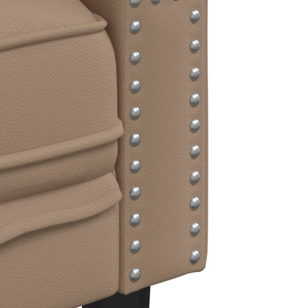 Kávészínű műbőr Chesterfield kanapéfotel
