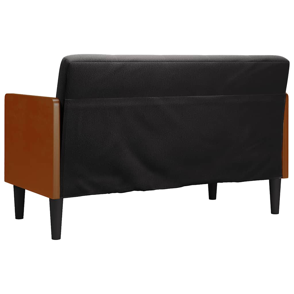 Fekete bársony loveseat kanapé párnákkal 110 cm