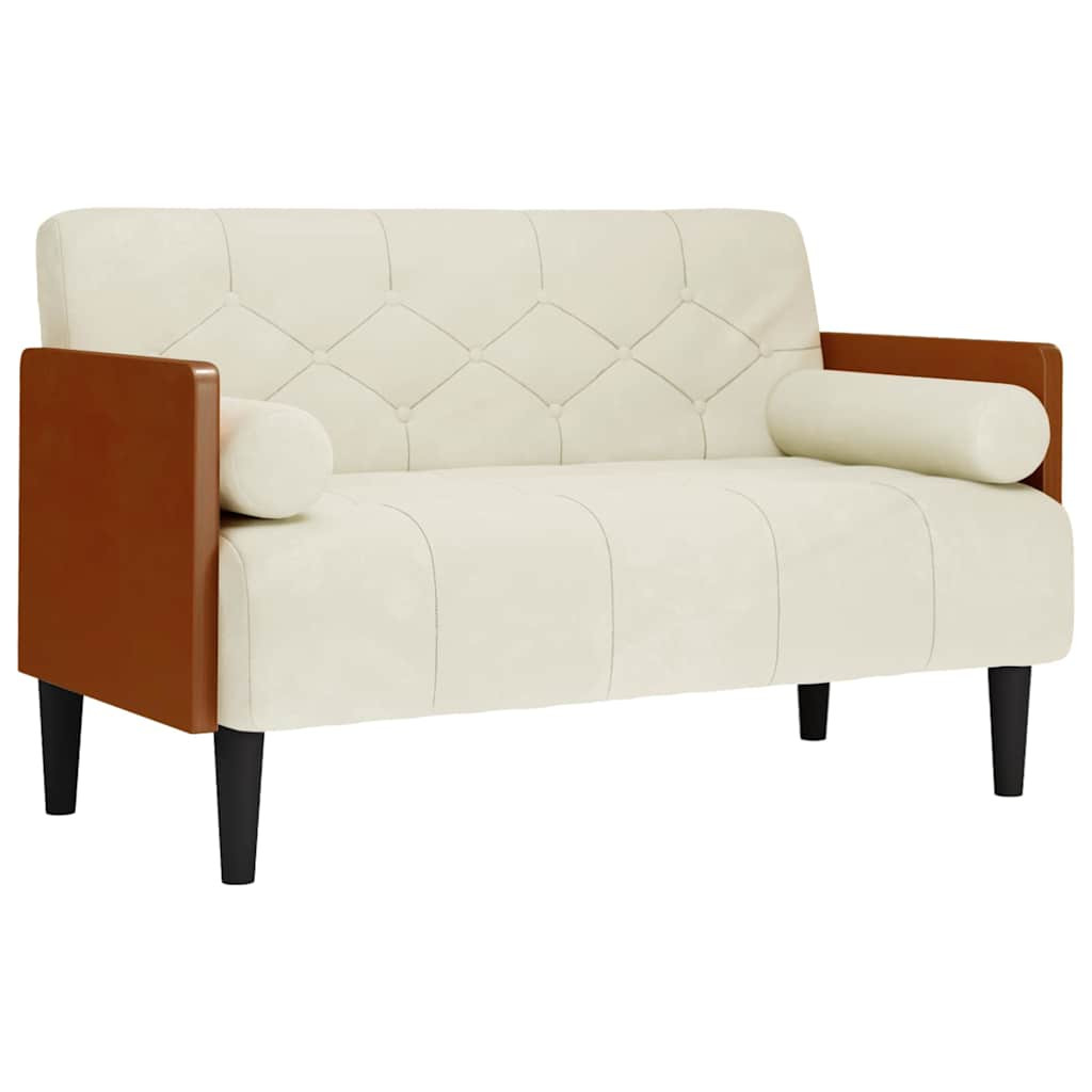 Krém bársony loveseat kanapé párnákkal 110 cm