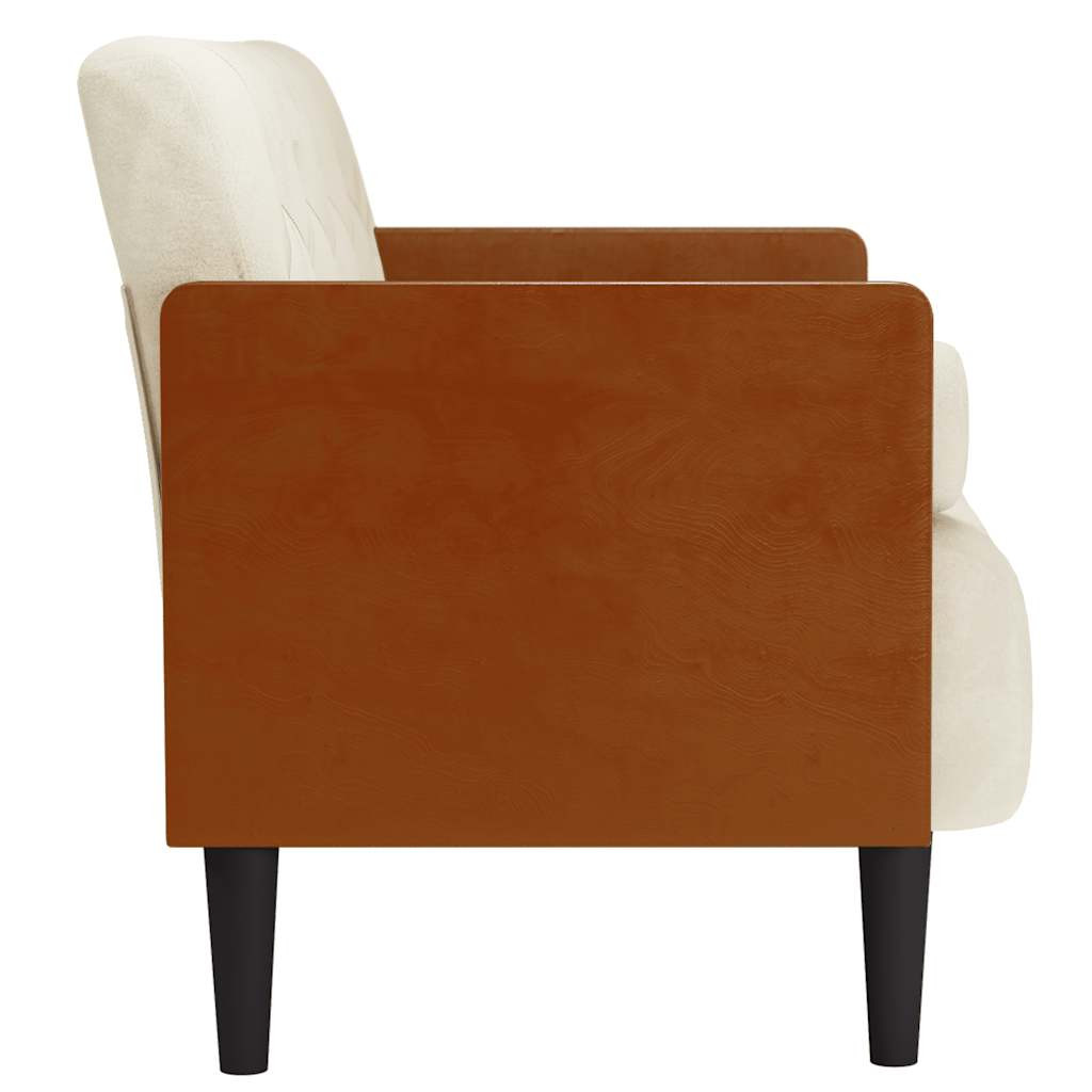 Krém bársony loveseat kanapé párnákkal 110 cm