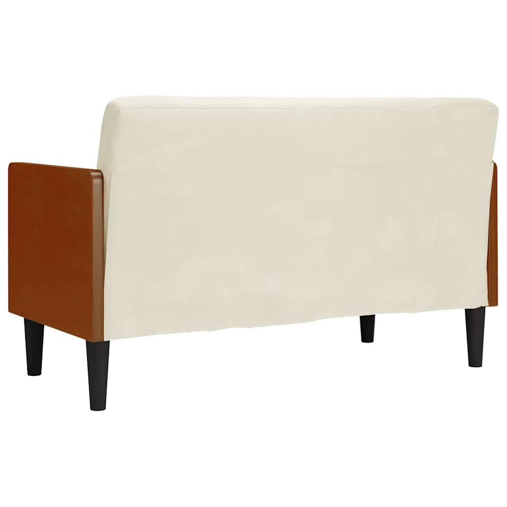 Krém bársony loveseat kanapé párnákkal 110 cm
