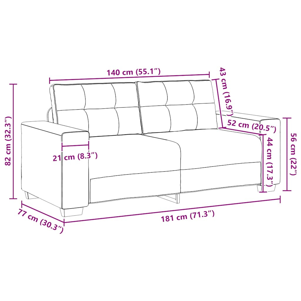 Krém szövet loveseat kanapé 140 cm