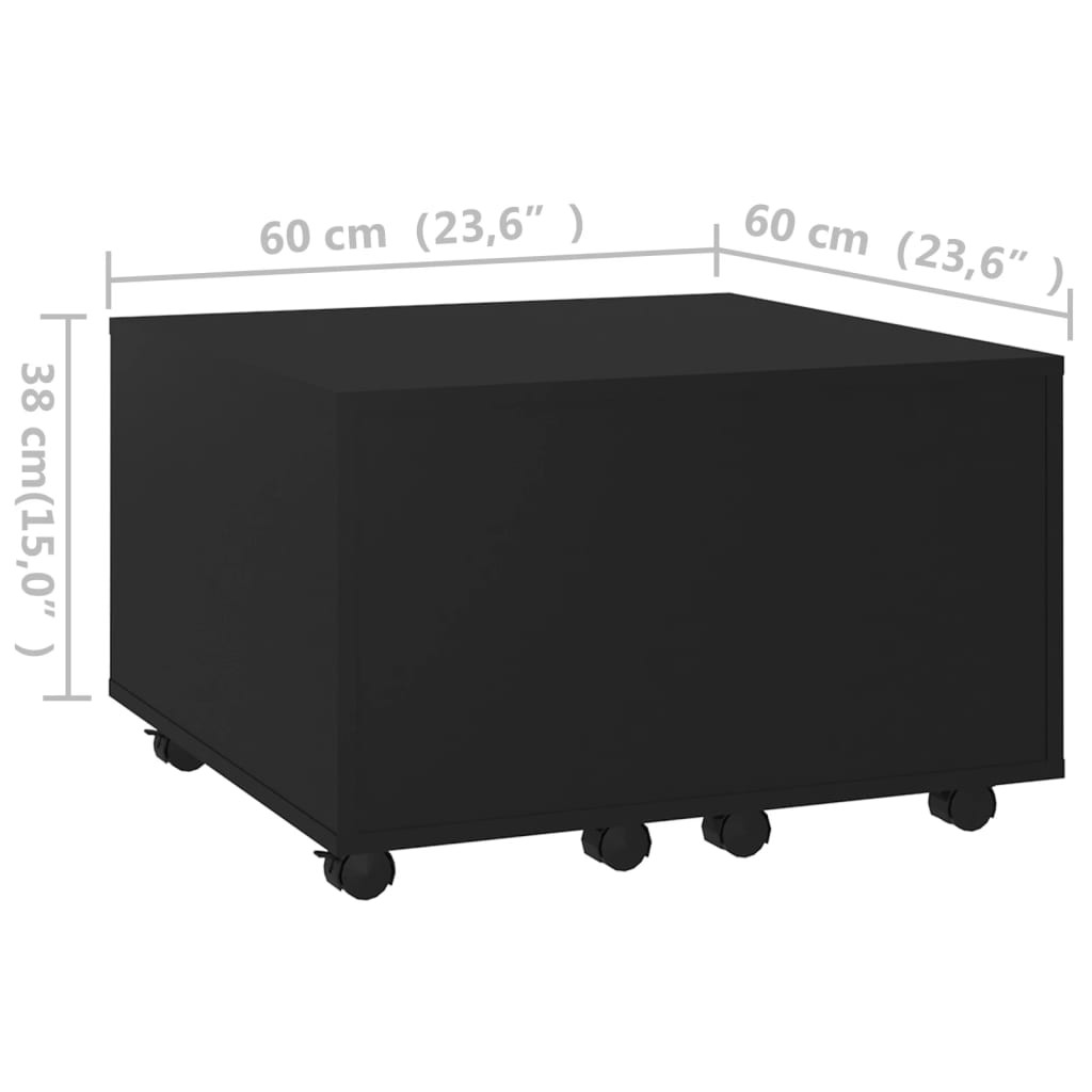 Fekete szerelt fa dohányzóasztal 60 x 60 x 38 cm