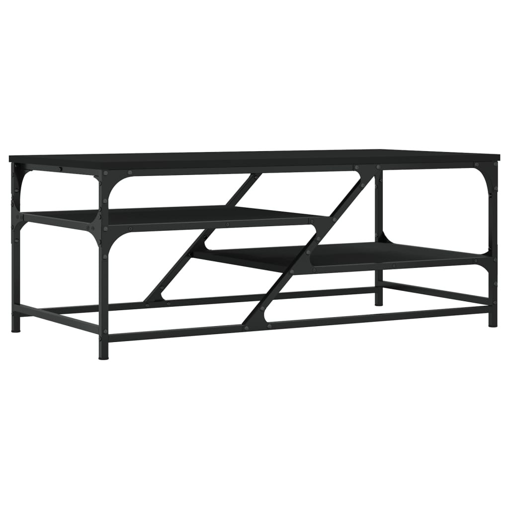 Fekete szerelt fa dohányzóasztal 100 x 49 x 40 cm