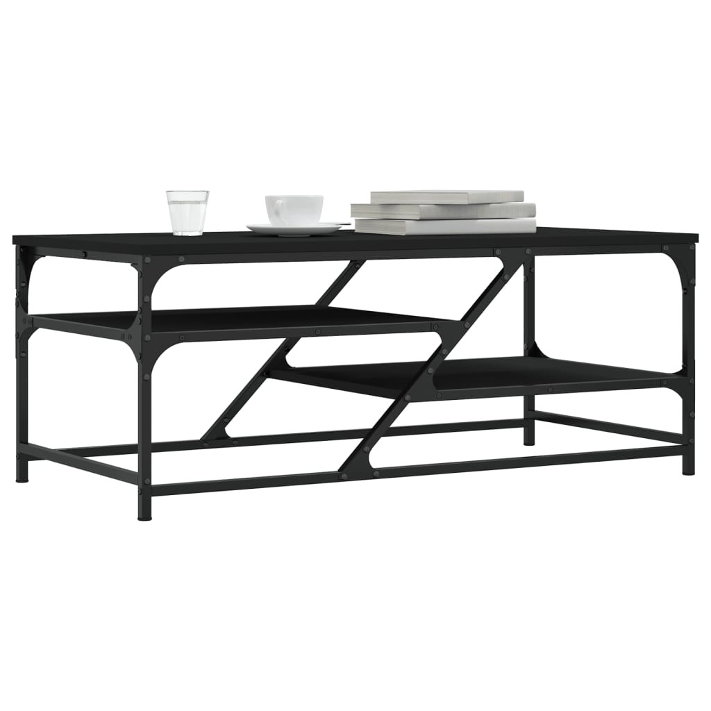 Fekete szerelt fa dohányzóasztal 100 x 49 x 40 cm