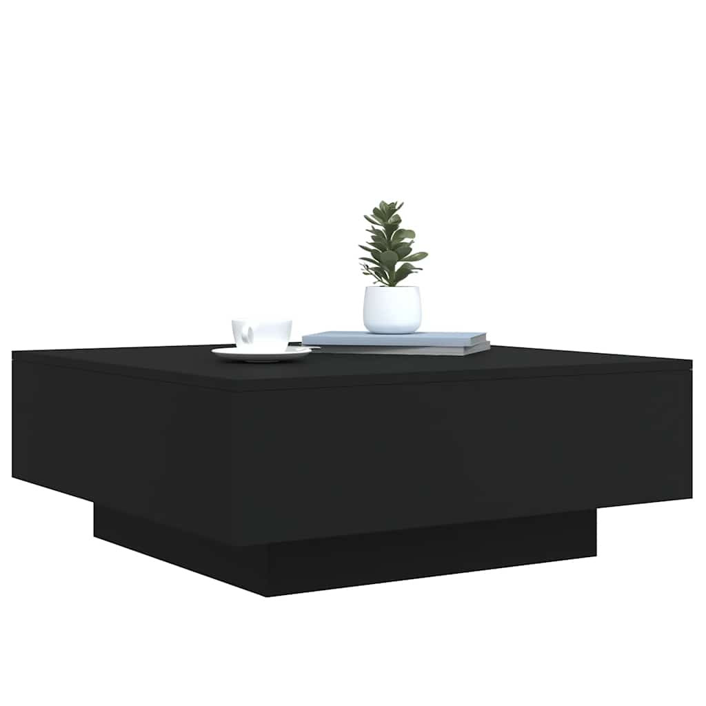 Fekete szerelt fa dohányzóasztal 80 x 80 x 31 cm