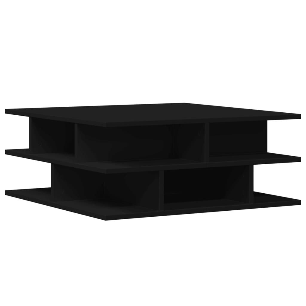 Fekete szerelt fa dohányzóasztal 70x70x29 cm