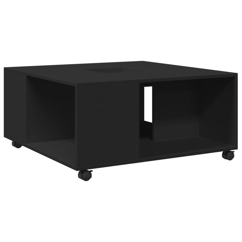 Fekete szerelt fa dohányzóasztal 80x80x40 cm