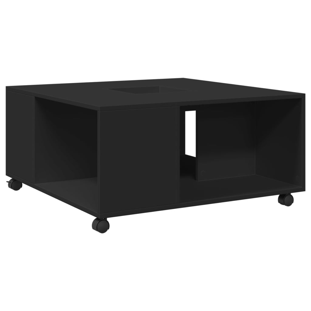 Fekete szerelt fa dohányzóasztal 80x80x40 cm
