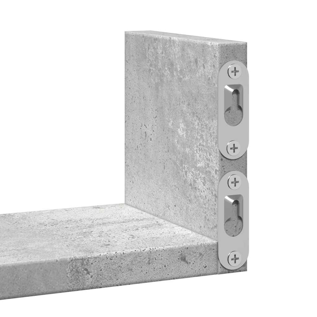 3 db betonszürke szerelt fa fali polc
