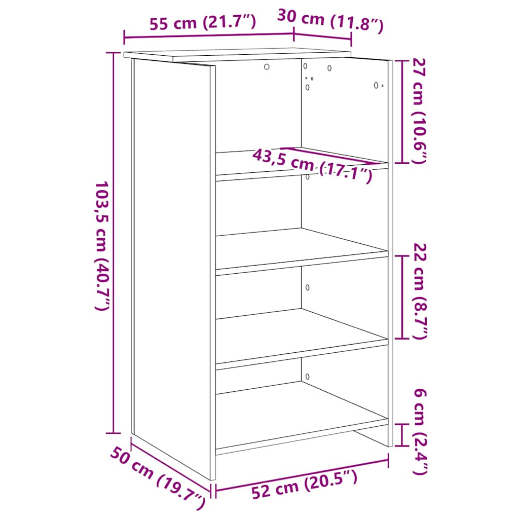 Recepciós pult antik fa 55x50x103,5 cm szerelt fa