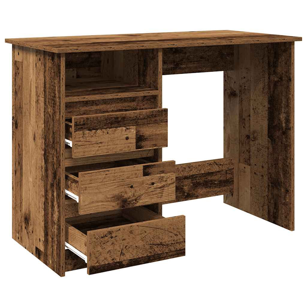 Antik fa színű szerelt fa íróasztal 102x50x75 cm