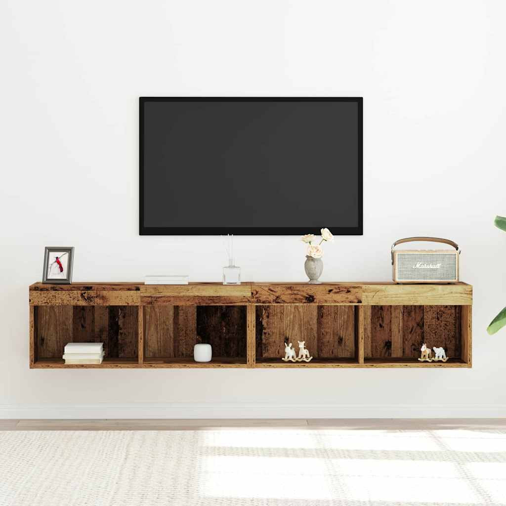 TV szekrény 2 pcs Régi fa 80 x 30 x 30 cm Faanyag