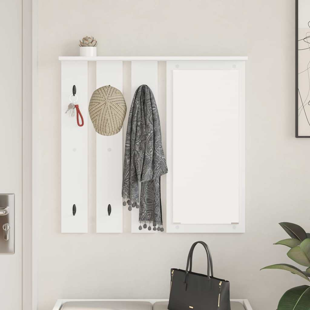 Fali Kabáthorog polcokkal Fehér 84 x 10 x 80 cm Faanyag