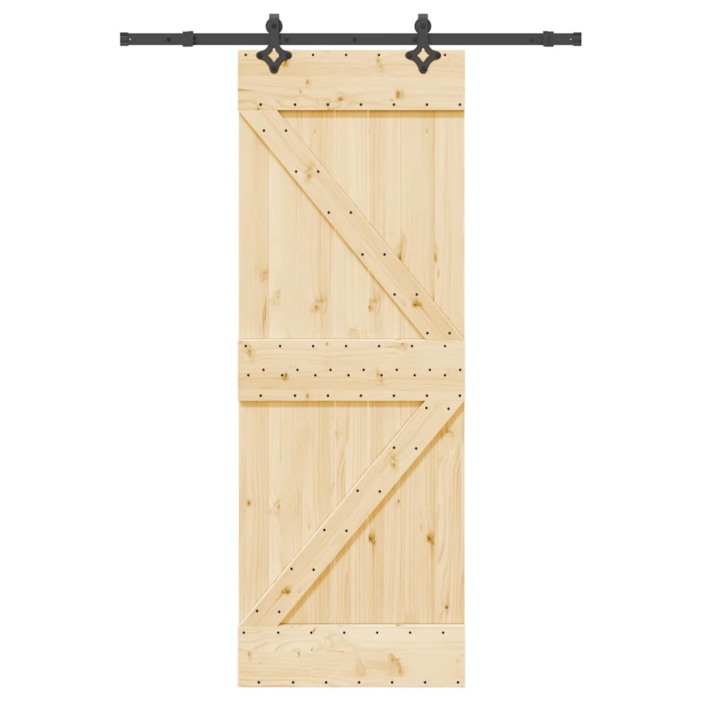 Tömör fenyőfa tolóajtó fémszerelékszettel 70 x 210 cm