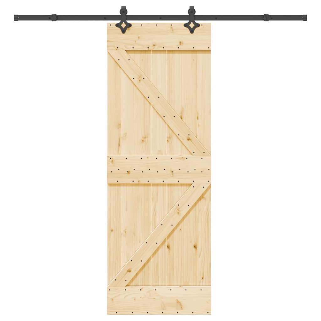 Tömör fenyőfa tolóajtó fémszerelékszettel 70 x 210 cm