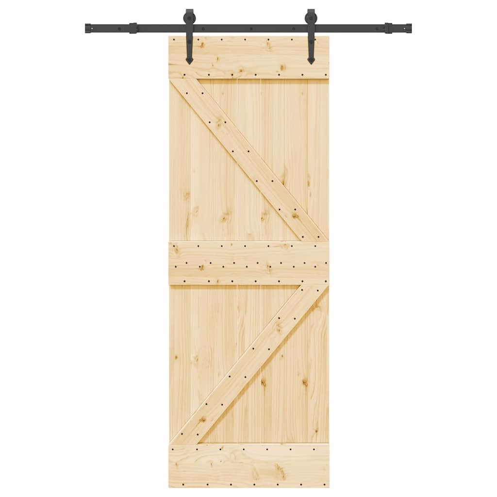 Tömör fenyőfa tolóajtó fémszerelékszettel 70 x 210 cm