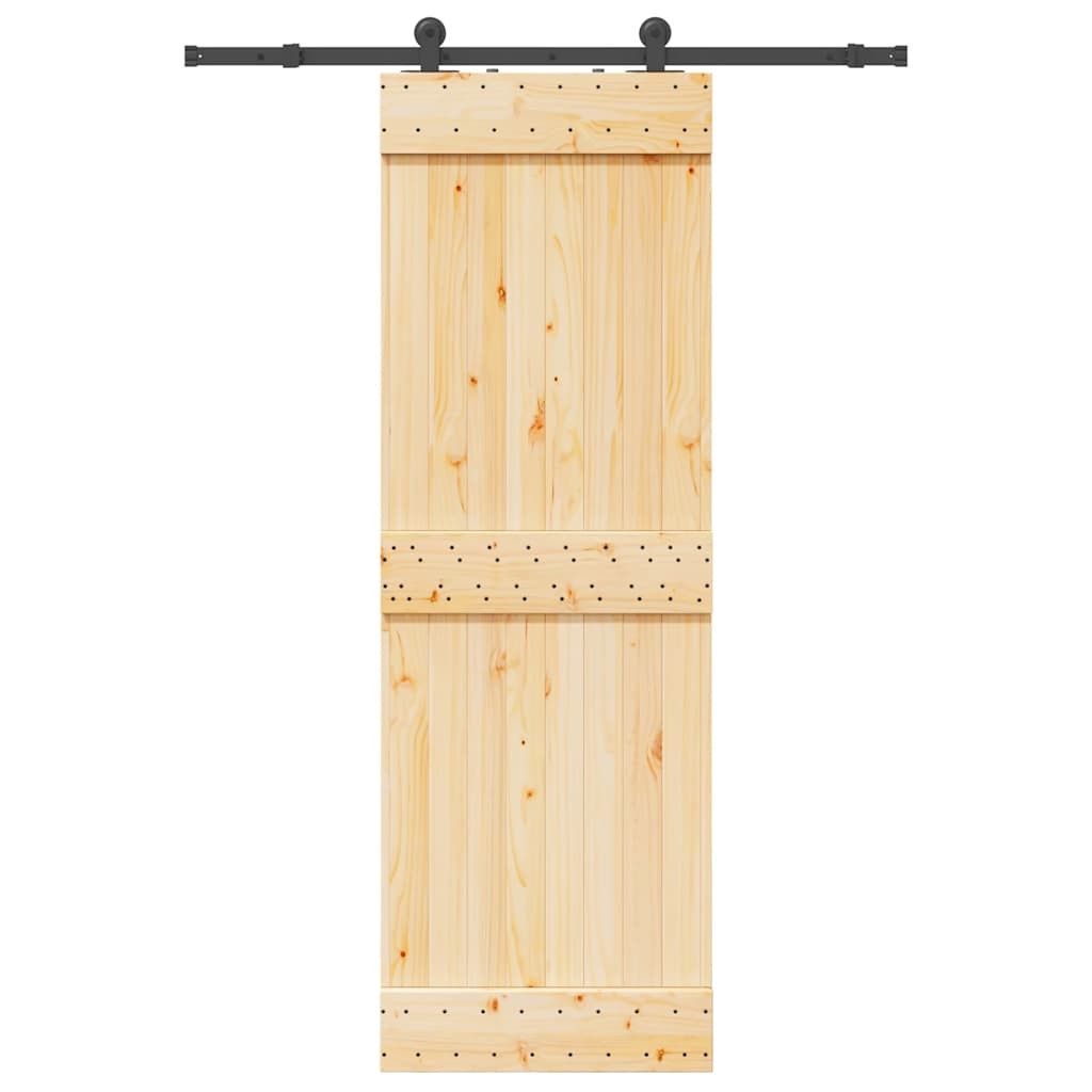 Tömör fenyőfa tolóajtó fémszerelékszettel 70 x 210 cm