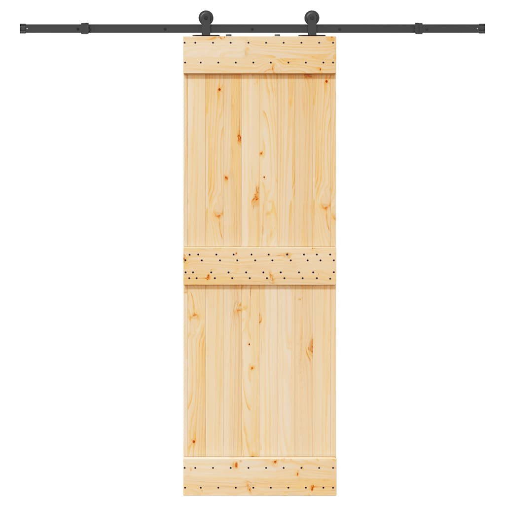 Tömör fenyőfa tolóajtó fémszerelékszettel 70 x 210 cm