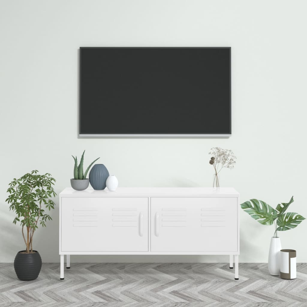 Fehér acél TV-szekrény 105 x 35 x 50 cm