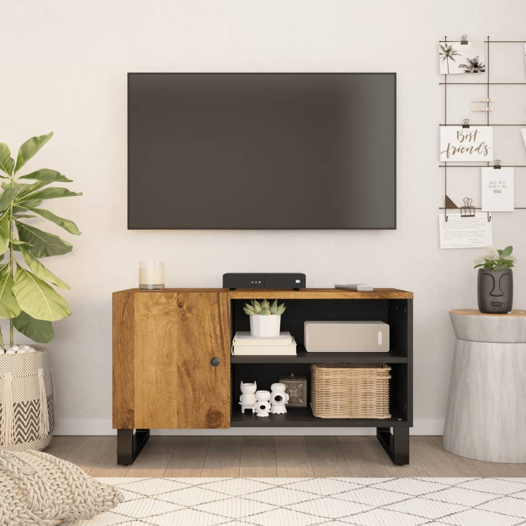 Tömör mangó- és szerelt fa TV-szekrény 80 x 33 x 46 cm