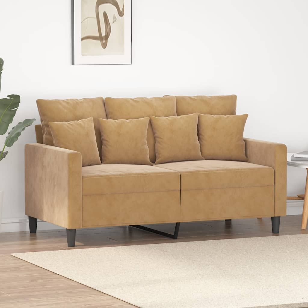 Kétszemélyes barna bársony kanapé 120 cm