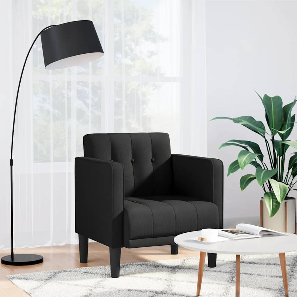 Fekete szövet kanapészék karfás szék 53 cm
