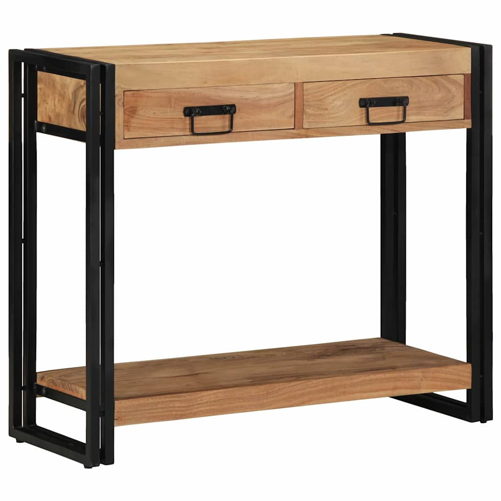 Konzolasztal fiókkal Barna 90 x 33 x 75 cm tömör akácfa